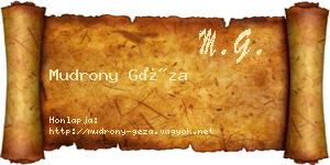 Mudrony Géza névjegykártya